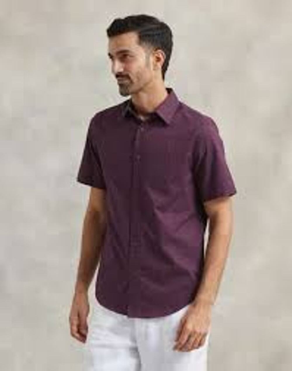 FLX Shirt Size 2XL Purple Stretch Collared Short Sleeve Slim Curved Button-Up